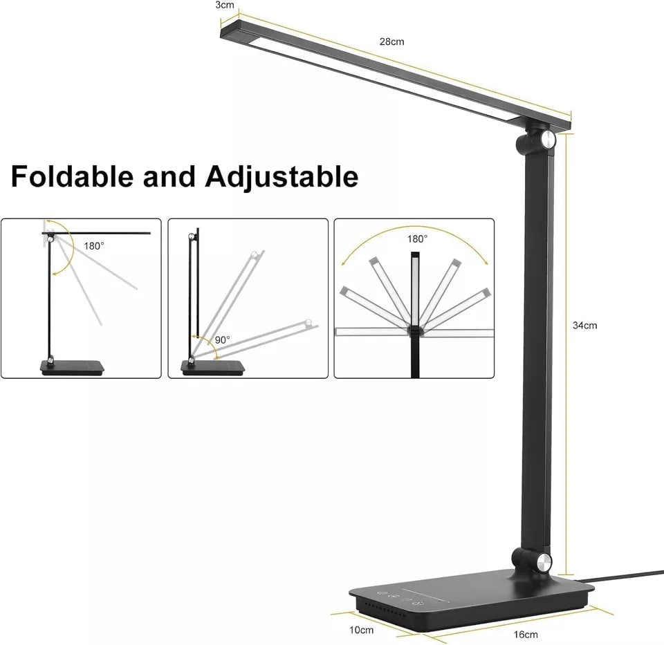 Dimmable LED Desk Lamp with USB Charging