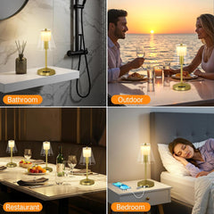Rechargeable LED Table Lamp with USB Ports & Touch Control