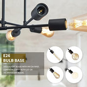 Modern 6/8-Light Black Sputnik Chandelier – Adjustable E27 Ceiling Fixture