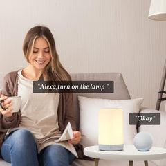 Smart Led bedside lamp, Alexa table lamp with timer Function, WiFi bedside lamp touch dimmable ,2700K~3100K, RGB+W, 2.4GHz