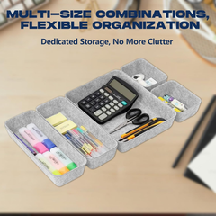 8-Piece Felt Drawer Organizer Set – Eco-Friendly Desk & Makeup Storage Trays (White)