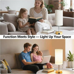 Touch Bedside Lamps Set of 2 with USB Ports