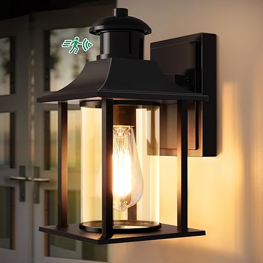 Grey Outdoor Motion Sensor Wall Light with 3 Modes & Bulb