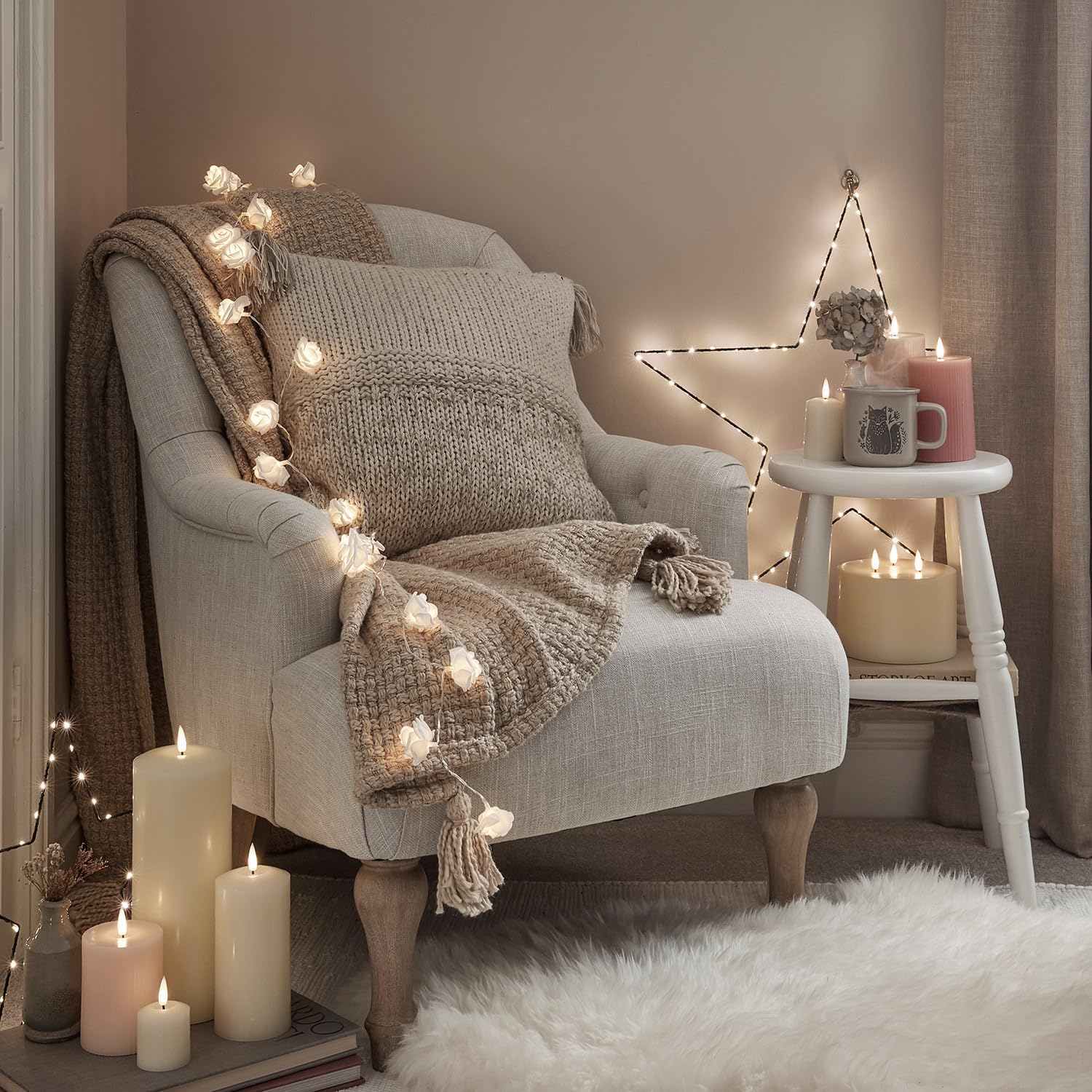 White Rose Fairy Lights – 1.4m Battery Operated