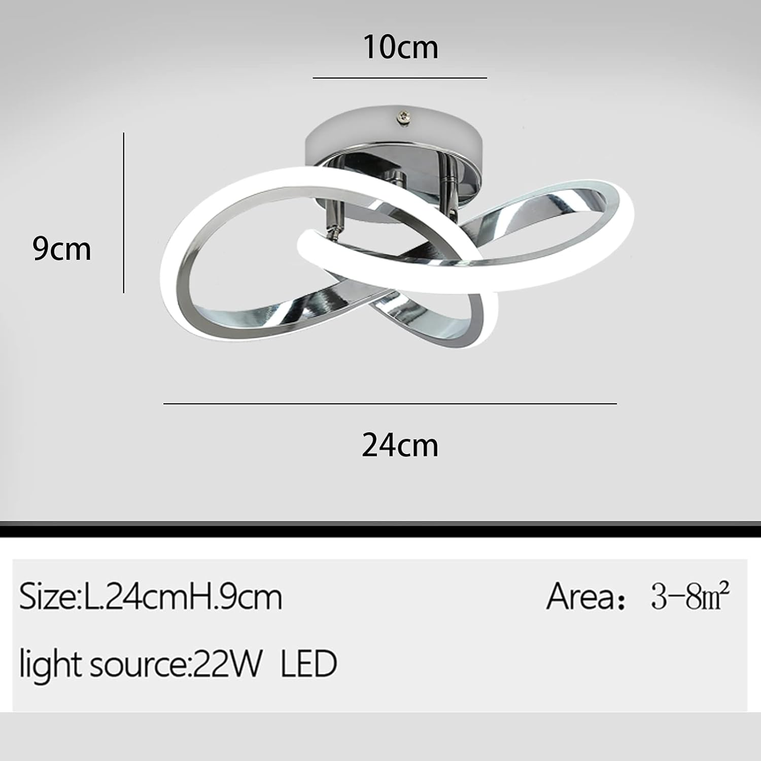 Modern Silver LED Ceiling Light – 22W Cold White Fixture for Hallway & Entrance