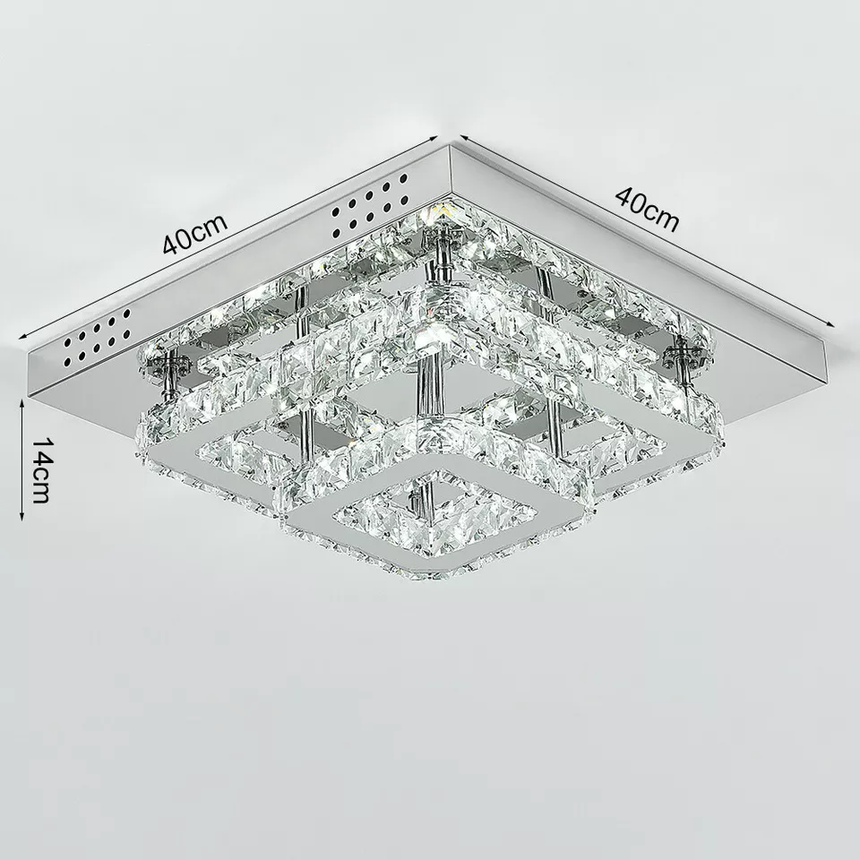 Modern Square Crystal LED Ceiling Light – Elegant Chrome Chandelier for Living Room, Bedroom & More