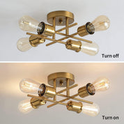 Gold 4-Light Semi Flush Ceiling Light, E27 Base