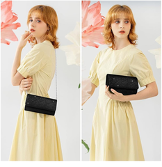 Elegant Glitter Evening Clutch Bag with Chain Strap – Sequins Envelope Purse