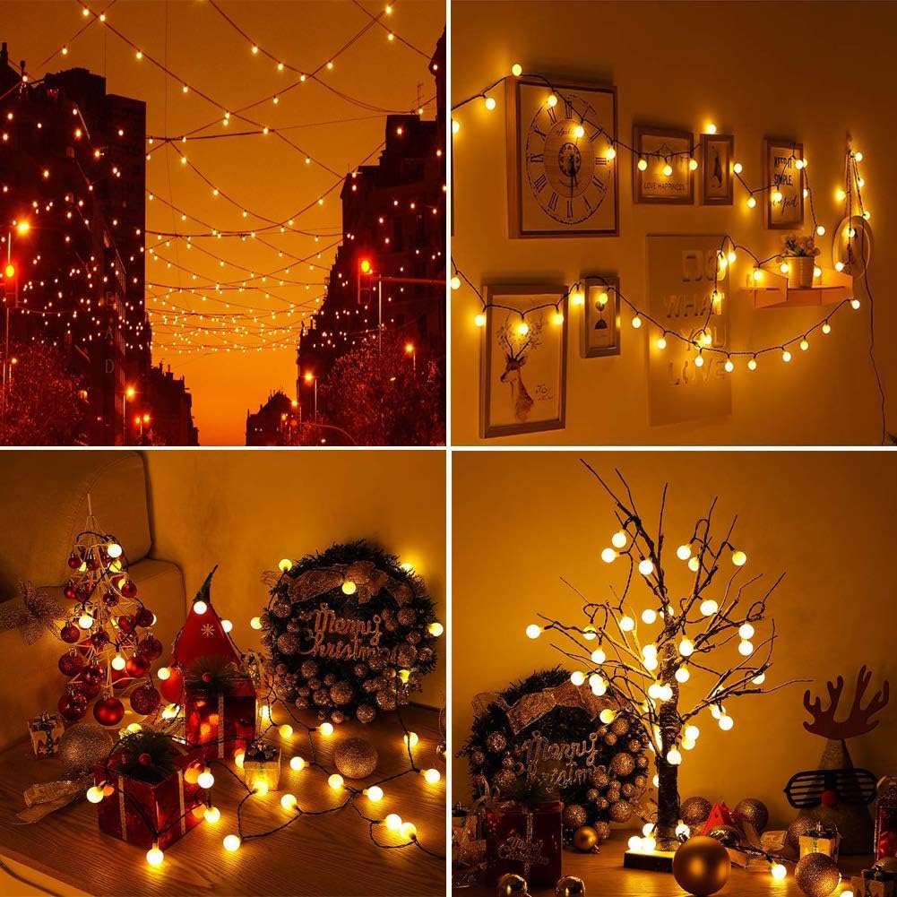 60 LED Solar Globe Fairy Lights – Warm White, Waterproof