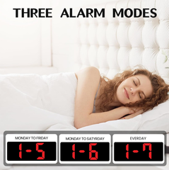 Digital LED Alarm Clock with Snooze, Temperature & Adjustable Brightness (Red)