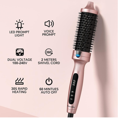 38mm Ceramic Ionic Thermal Brush – Heated Volumizing Curling Iron with LCD Display