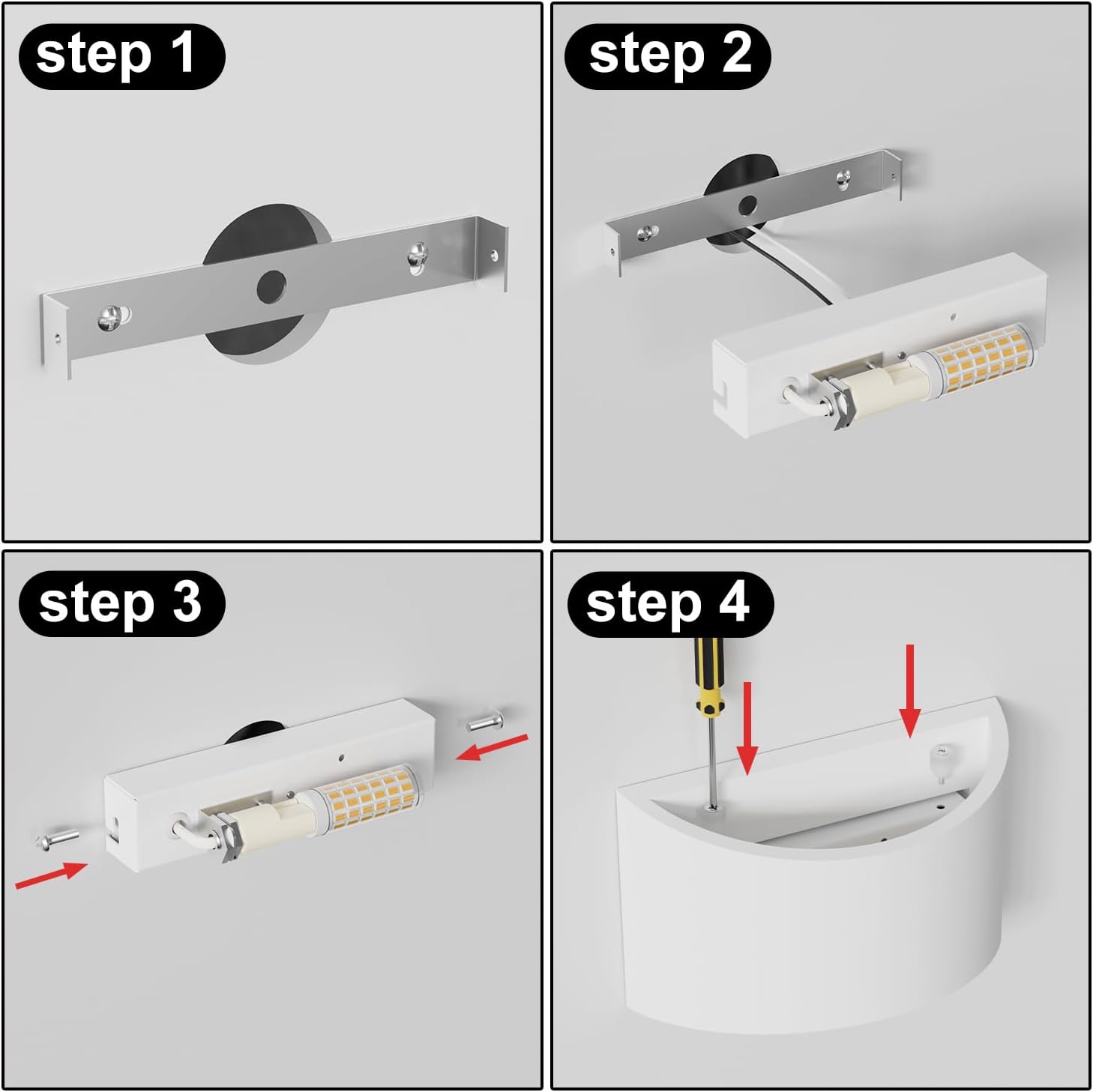 2-Pack LED Wall Sconces – Modern White Plaster Up & Down Wall Lights with G9 Warm White Bulbs, 7W