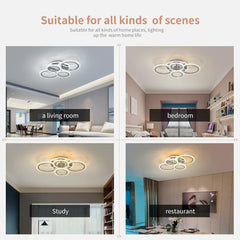 Modern 4-Ring LED Ceiling Light 58W Dimmable with Remote