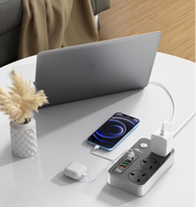 3 Way Extension Lead with USB-C & Fast Charge Ports – 5 USB, 2M Power Strip 3250W