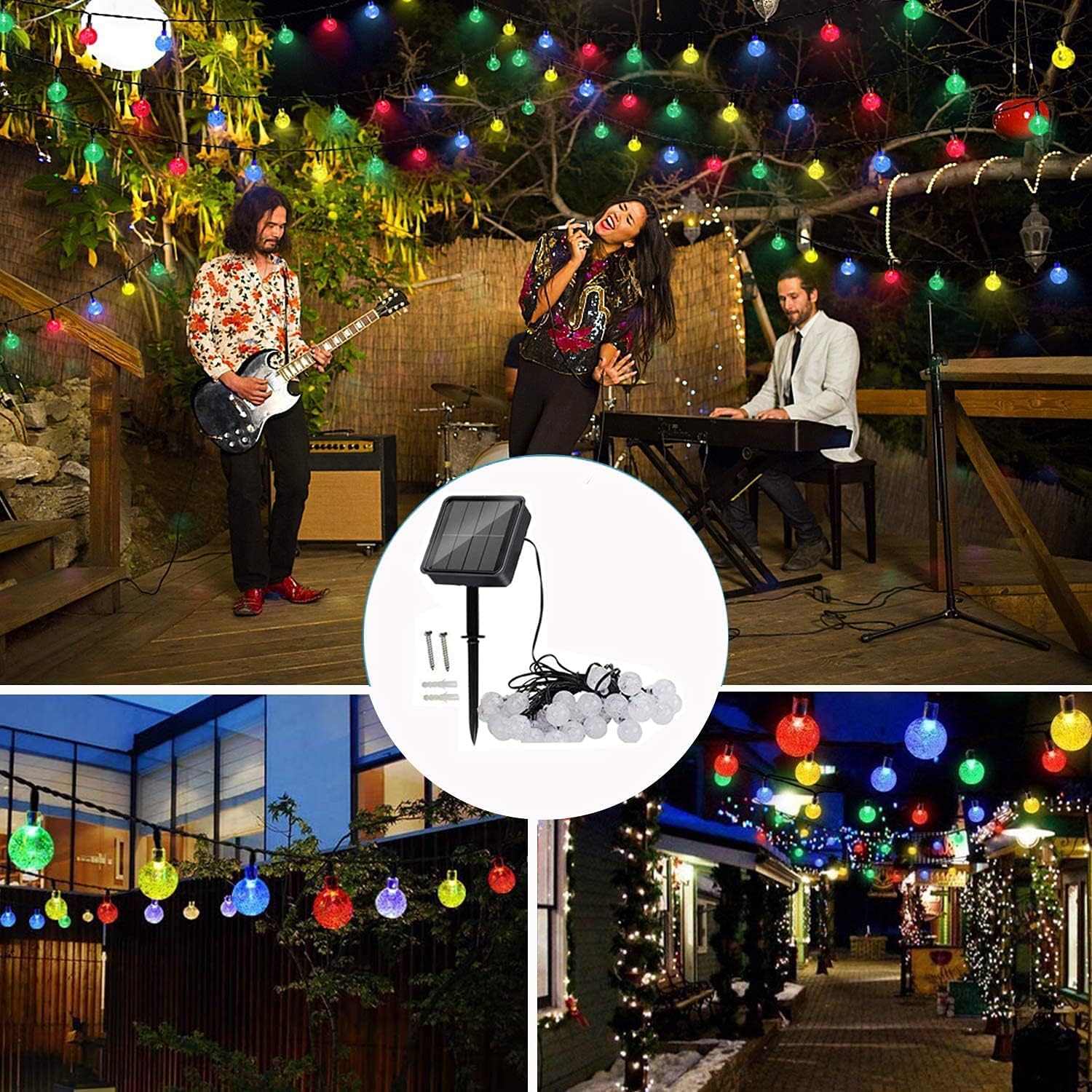 Solar Crystal Ball String Lights – 50 LED, 24FT, Waterproof