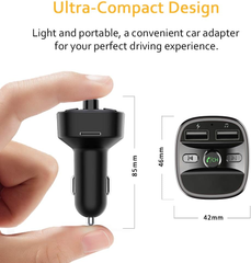 Bluetooth FM Transmitter for Car – Wireless Radio Adapter with Hands-Free Calls & LED