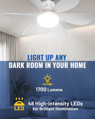 Socket Ceiling Fan with Light and Remote Control