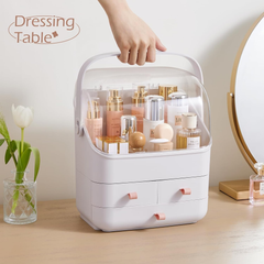 Portable Makeup Organizer Box, Transparent Cosmetic Storage Case for Vanity Table