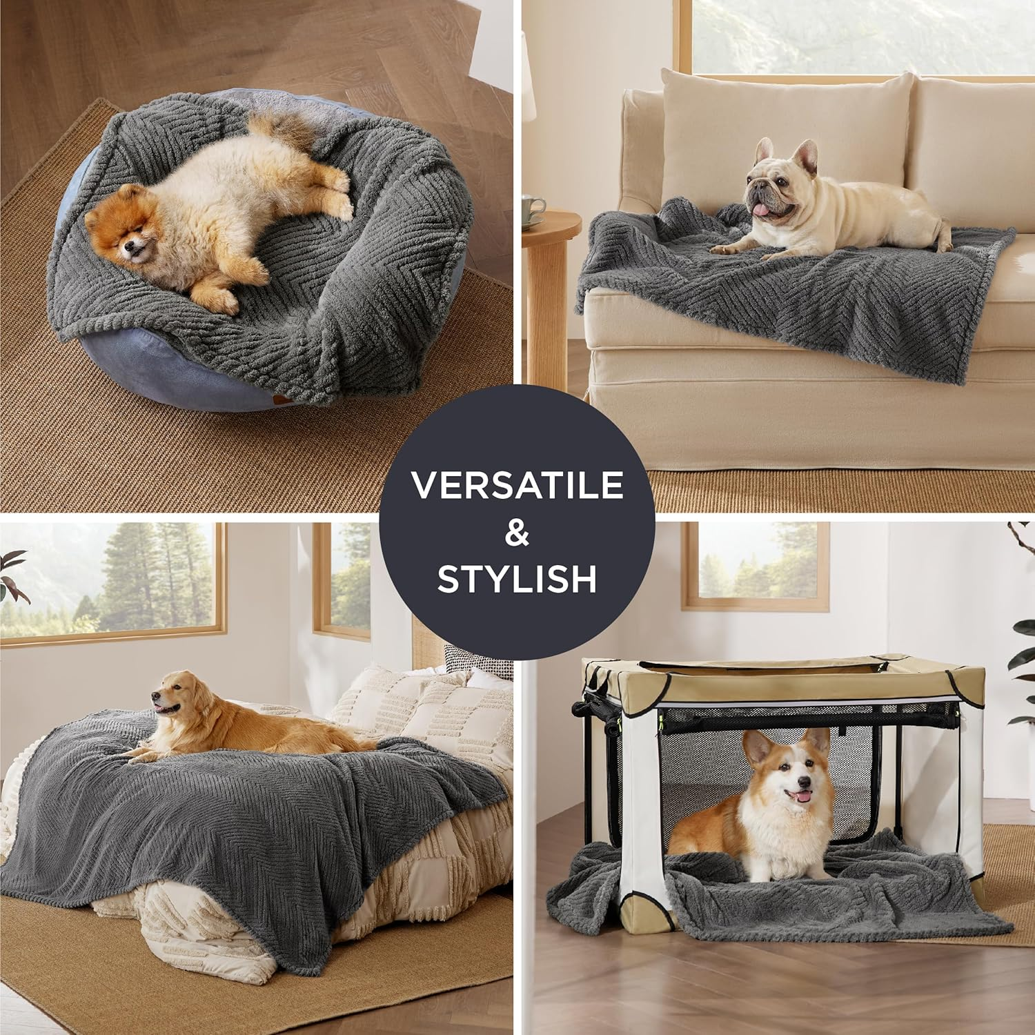 Bedsure Washable Dog Blanket 100x80cm – Soft Fleece Pet Throw for Dogs & Cats