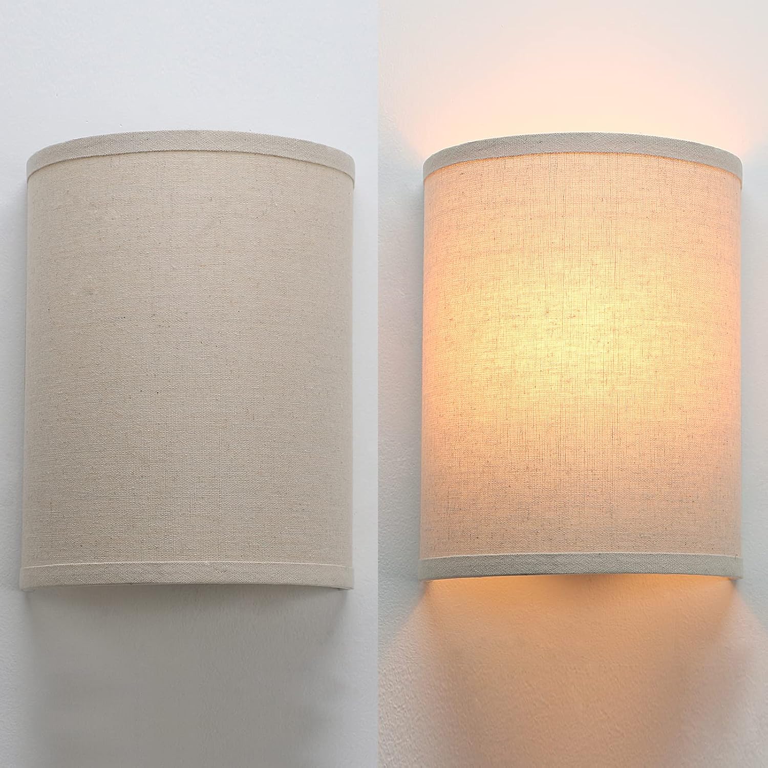 Vintage Industrial Wall Sconce with Linen Fabric Shade