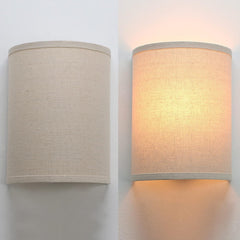 Vintage Industrial Wall Sconce with Linen Fabric Shade