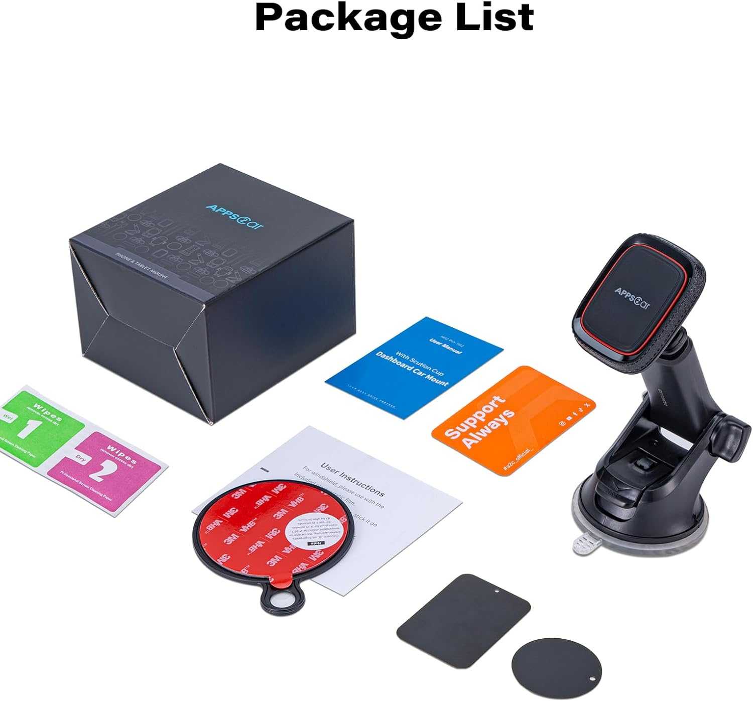 Magnetic Car Phone Mount – Universal Dashboard & Windscreen Holder with 6 Strong Magnets and Telescopic Arm