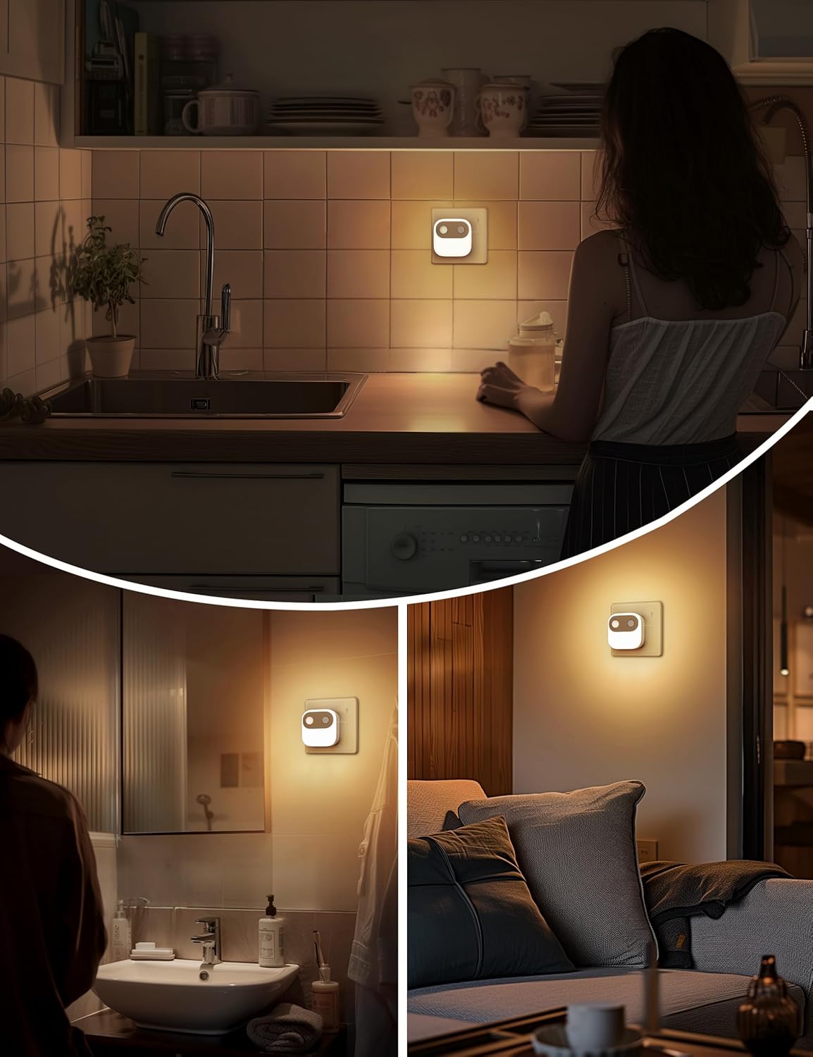 Plug-in Motion Sensor Night Light, 3000K Warm White