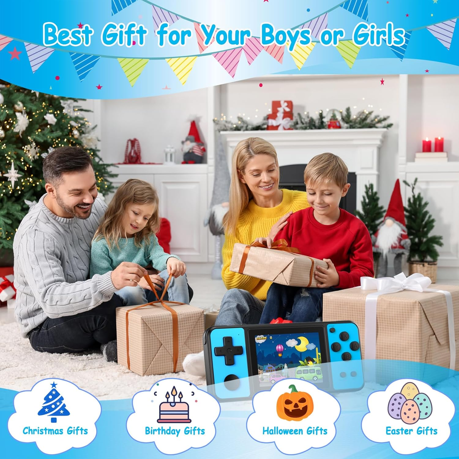 32-Bit Handheld Game Console for Kids with 139 Built-In Retro Games, 3.0" IPS Screen