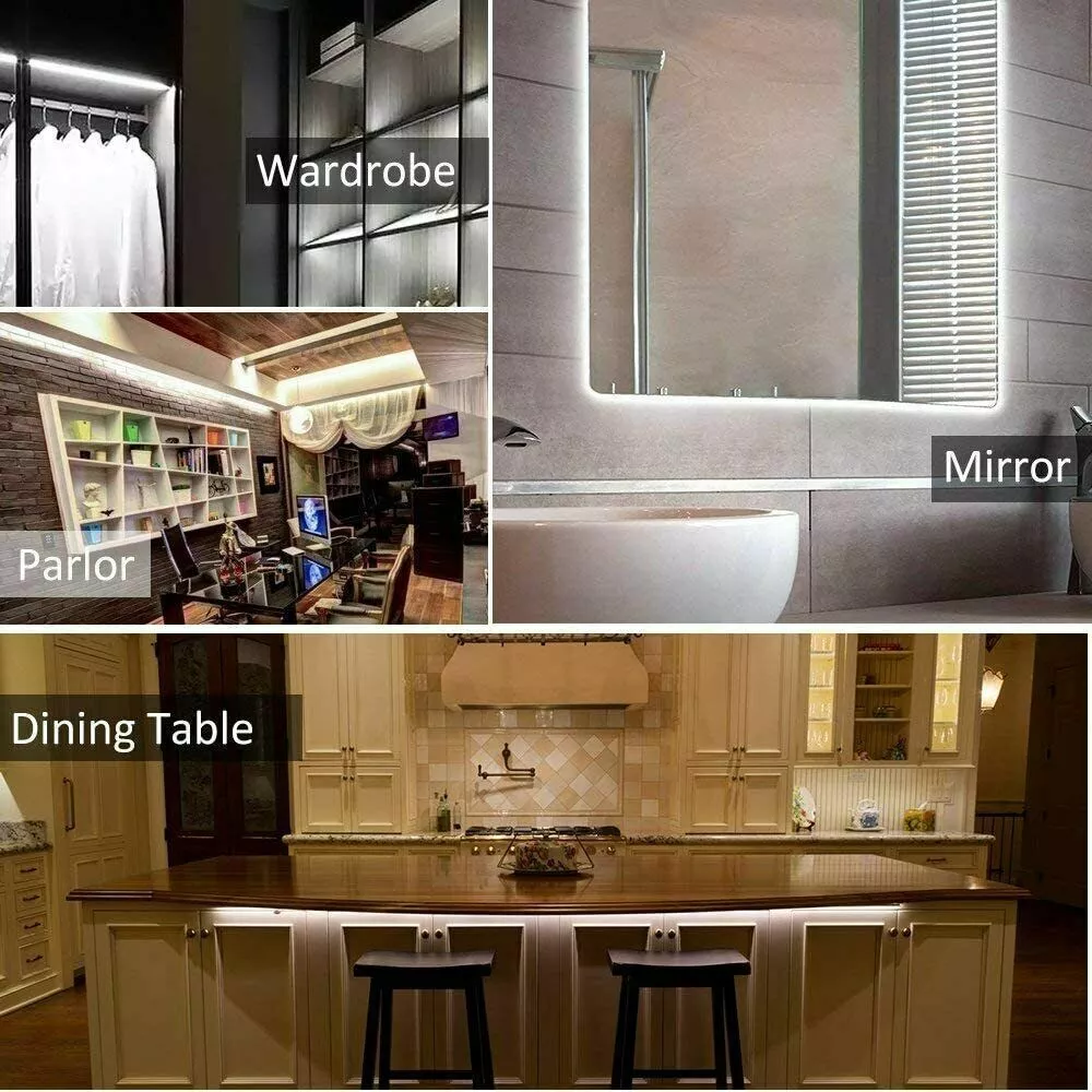 LED Strip Lights Under Cabinet - 4 Pack, Plug-In Linkable for Kitchen, Cupboard & Counter Lighting