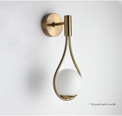 Nordic Golden Wall Lamp with Glass Shade, E27 Light