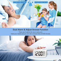 Upgraded Digital Alarm Clock with Temperature, Snooze, Calendar & LED Display