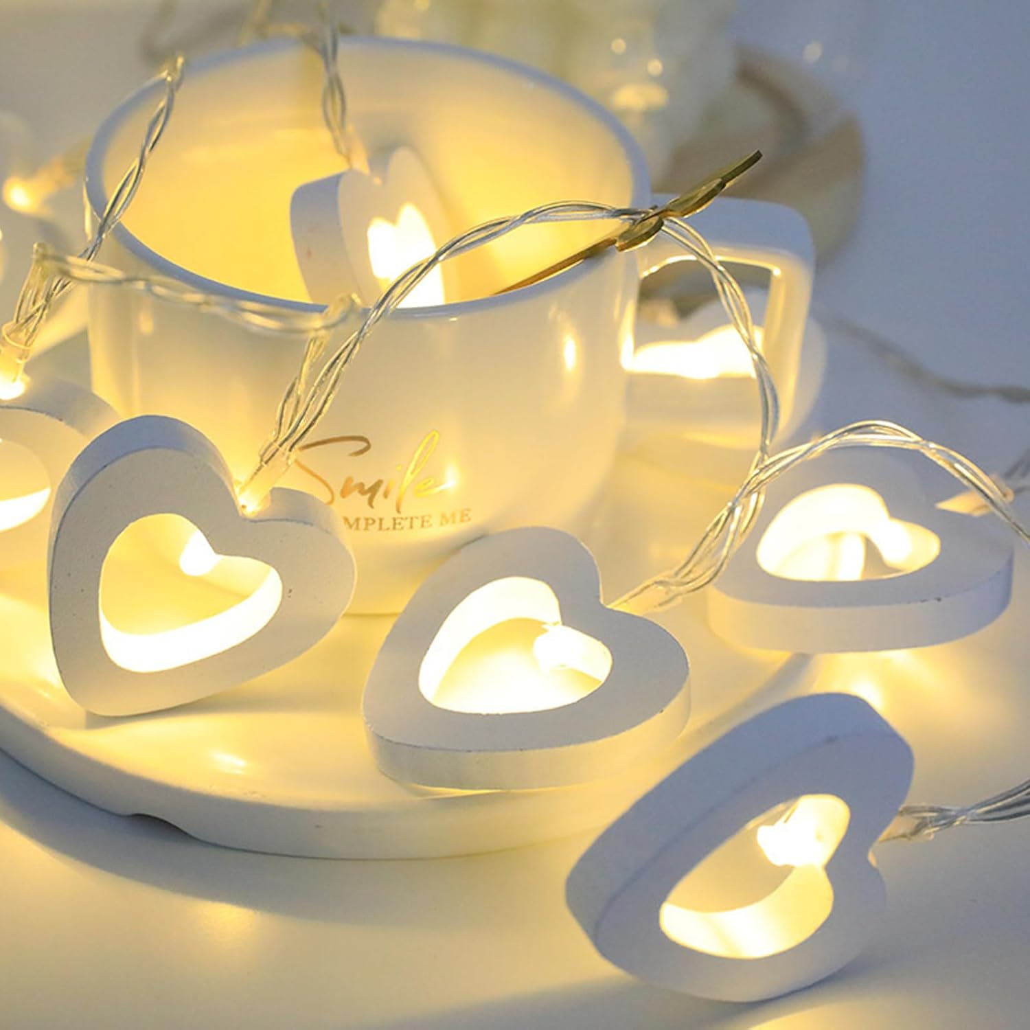 Wooden Heart String Lights – 20 LEDs