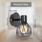 Adjustable Industrial Black Metal Cage Wall Lights, 2 Pack