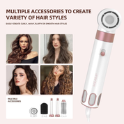 5-in-1 Hot Air Styler – Ionic Hair Dryer Brush with Rotating Barrel for Drying, Styling & Volumizing (Rose Gold & White)
