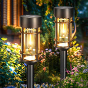 4 Pack Solar Garden Stake Lights Warm White Outdoor