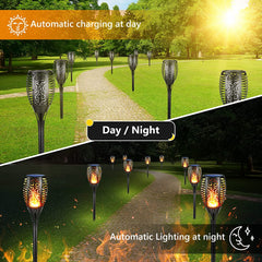 4-Pack Solar Torch Lights - 33 LED Dancing Flickering Flame Lights, IP65 Waterproof