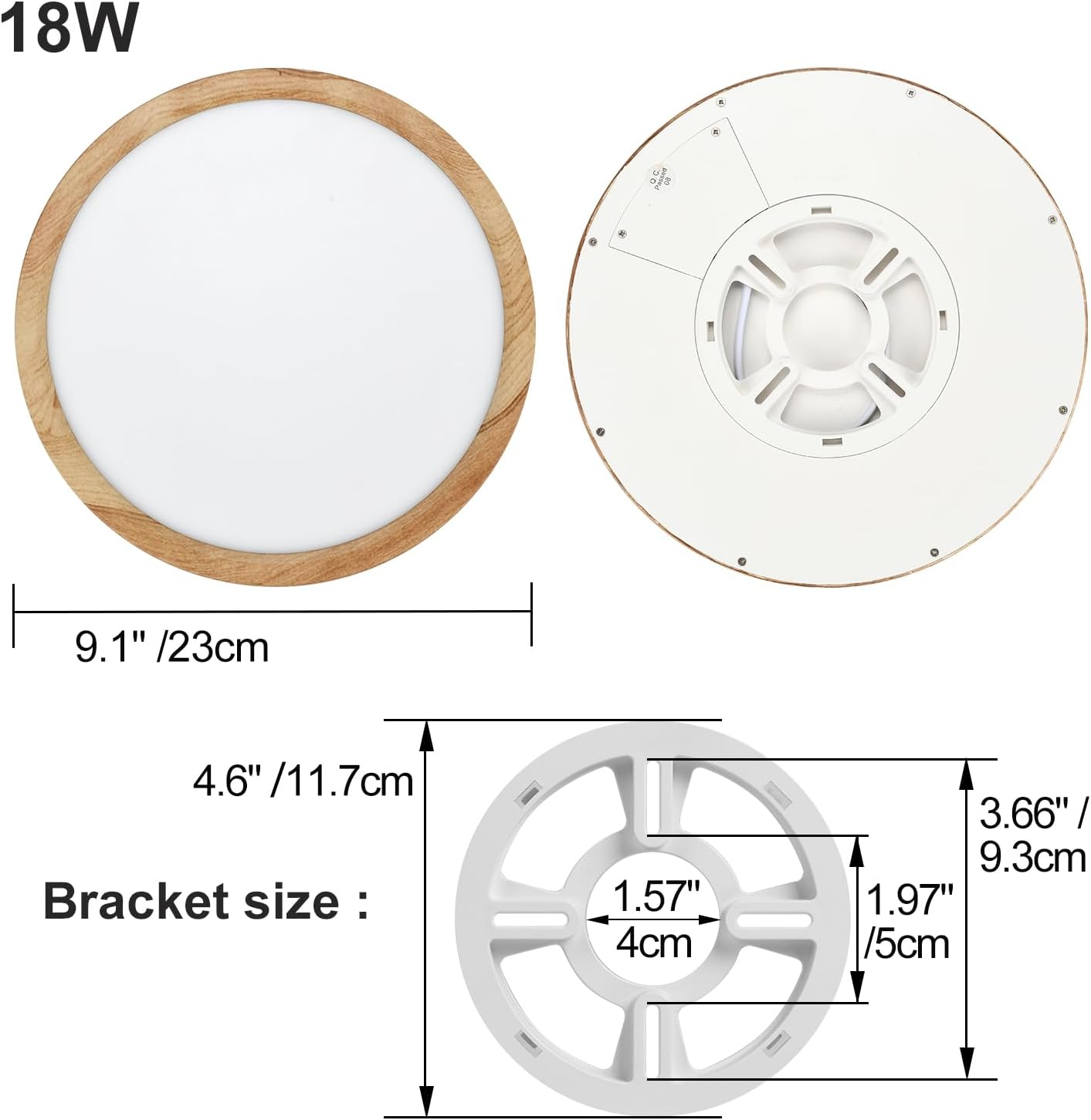 LED Ceiling Light, 12W Wood Grain Flat Small Round Nordic Flush Ceiling Light for Bedroom Living Room Kitchen Bathroom Lights