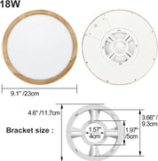 LED Ceiling Light, 12W Wood Grain Flat Small Round Nordic Flush Ceiling Light for Bedroom Living Room Kitchen Bathroom Lights