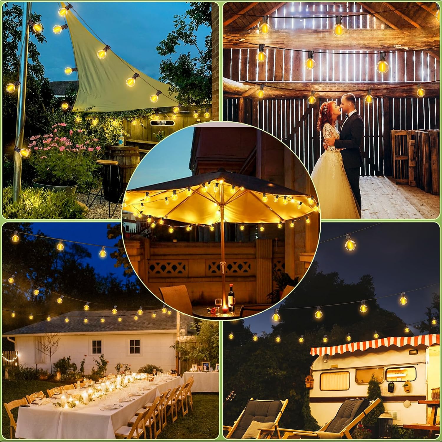 10M Outdoor Festoon Lights – G40 Bulbs, Waterproof & Connectable