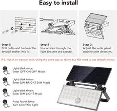 Solar Motion Sensor Lights Outdoor 2600mAh, 5000K Daylight White Security Lamp 800Lm with 3 Light Modes, IP65 Waterproof LED Solar Outdoor Spotlight