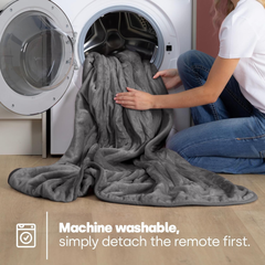 Electric Heated Throw Blanket 160x130cm – 9 Heat Levels, Timer & Auto Shut-Off, Grey