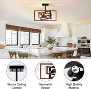 Black 3-Light Vintage Ceiling Light Fixture