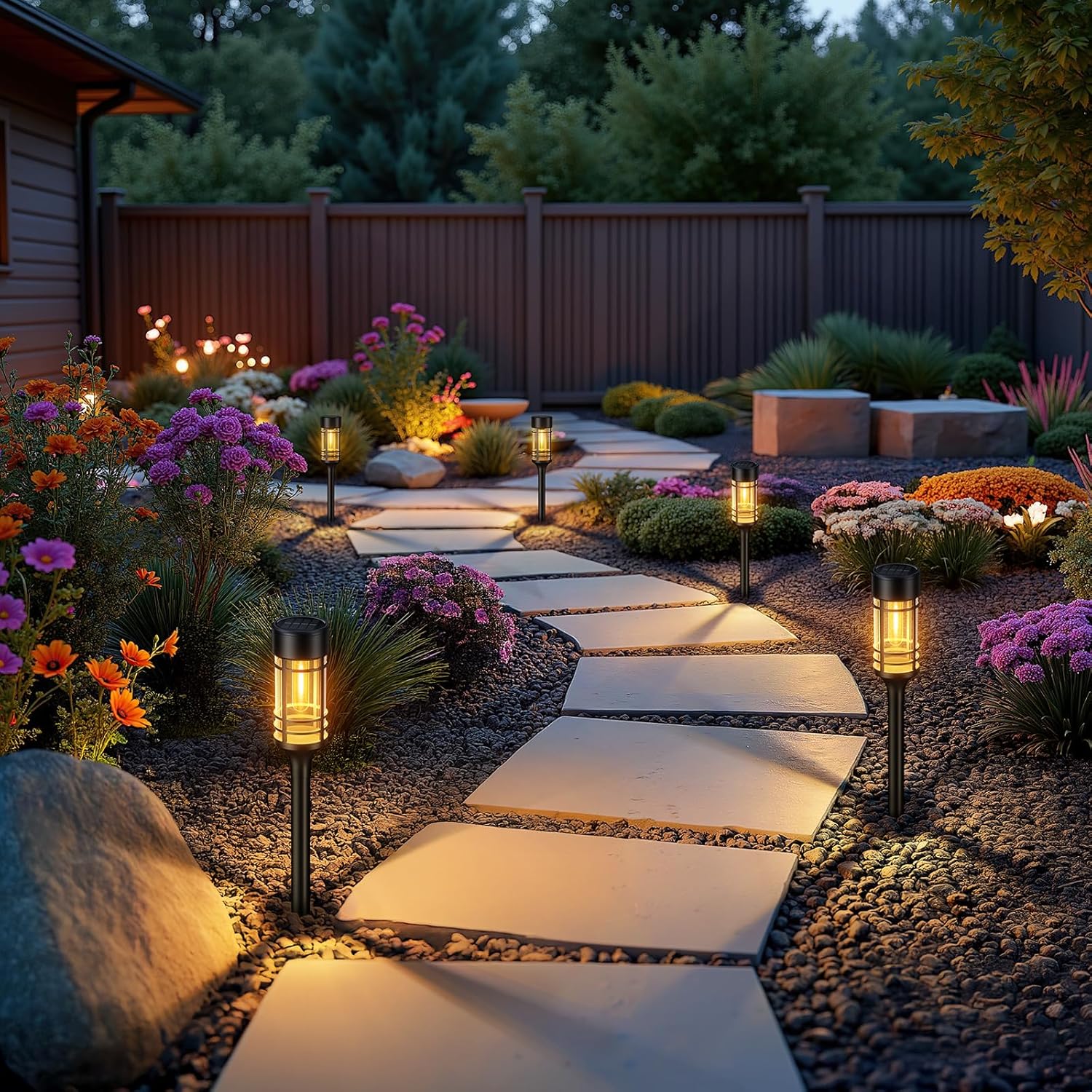 Solar Garden Lights – 4 Pack, 2800K Warm Glow, Auto On/Off, Waterproof