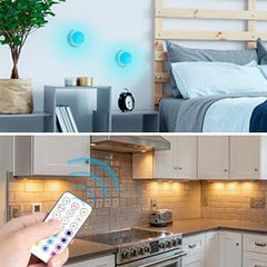 6-Pack RGB Cabinet Lighting - LED Night Lights with Remote Control, Dimmable Puck Lights