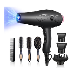 2400W Professional Ionic Hair Dryer – Diffuser, 2 Nozzles, 4 Combs & Cool Shot