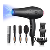 2400W Professional Ionic Hair Dryer – Diffuser, 2 Nozzles, 4 Combs & Cool Shot