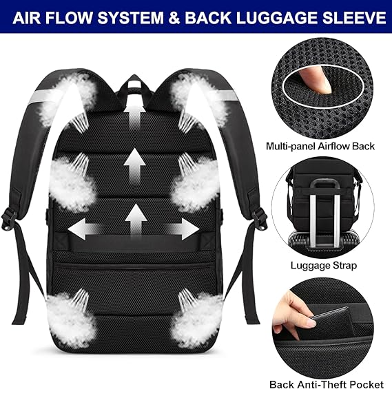 Extra Large Laptop Backpack – Business Travel Rucksack with USB Charging Port