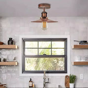 Retro Vintage Industrial Flush Mount Ceiling Light – Warm E27 Lamp Fitting