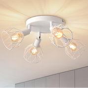 Kitchen Lights Ceiling,4 Way Black Lounge Industrial Wall Lights-Adjustable SpotLights Ceiling Lights Wire Cage with E14 Base, Light Fittings Ceilings