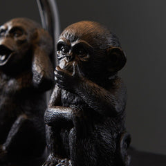 Animal Table Lamp Three Wise Monkeys Light Large Lampshade Shade LED Light Bulb